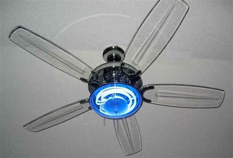 It eliminates the traditional exposed blades of a typical ceiling fan and puts the fan itself behind a grill within a circle of lighting. Bedroom ceilling fans with blue neon light | Ceiling fan ...