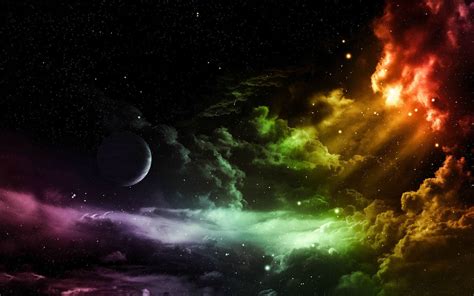 Online Crop Multicolored Clouds With Moon Digital Wallpaper Clouds
