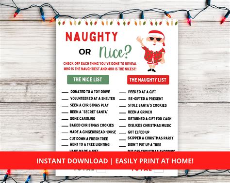 Naughty Or Nice Christmas Game Christmas Game Printable Etsy