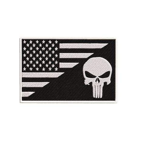 Punisher American Usa Flag Embroidered Iron On Patch