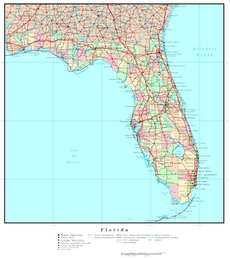 Florida County Map With Cities And Roads