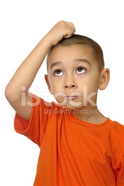 Kid Looking Up Confused Five Years Old Stock Photos