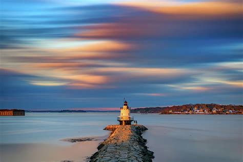 Photograph Autumn Skies At Spring Point Ledge Lighthouse By Rick Berk