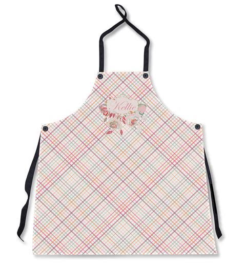 Modern Plaid And Floral Apron Without Pockets W Name Or Text Youcustomizeit