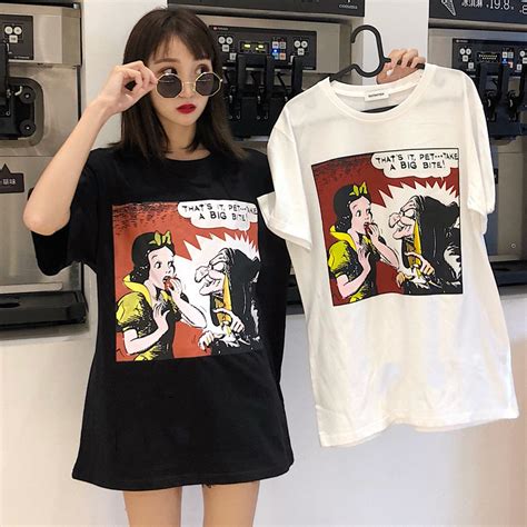 Harajuku Ulzzang Oversize Tshirt Cartoon Print Short Sleeve T Shirts
