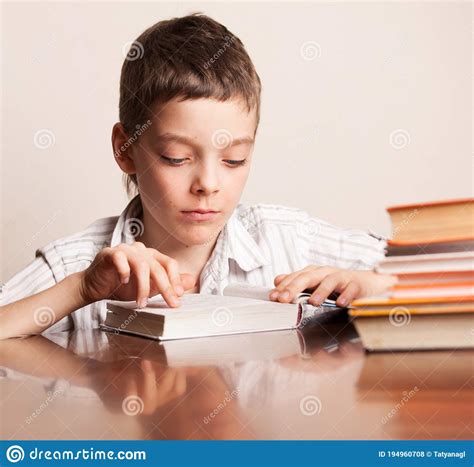 Boy Reading Book Stock Photo Image Of Human Reading 194960708