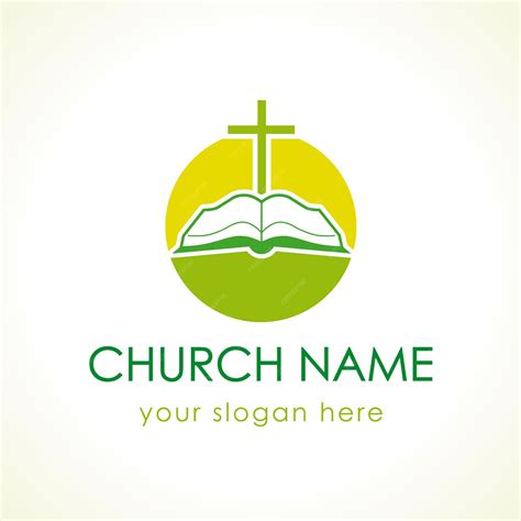 Ideia De Logotipo Verde De Vetor Cristão De Cruz E Bíblia ícone De
