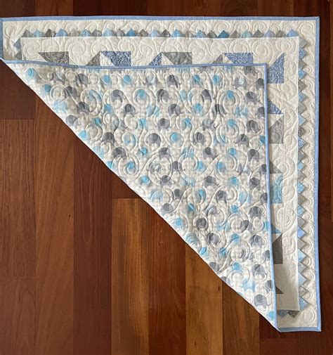 Baby Boy Pinwheel Quilt With Prairie Points And Winnie The Pooh Backing