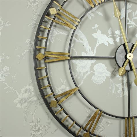 Large Black And Gold Skeleton Wall Clock Melody Maison