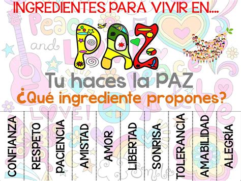 Dia De Paz 2017 Cartel Editable Ingredientes Por La Paz Tutorías Decora