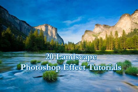 The Words Landscape Photoshop Effect In Front Of A River And Mountain