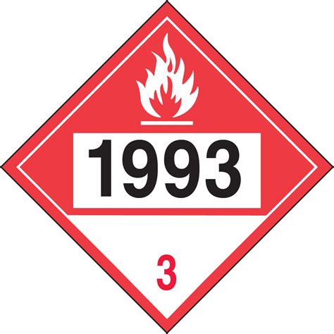 Hazard Class 3 1993 Combustible Liquid 4 Digit Dot Placards Mpl738