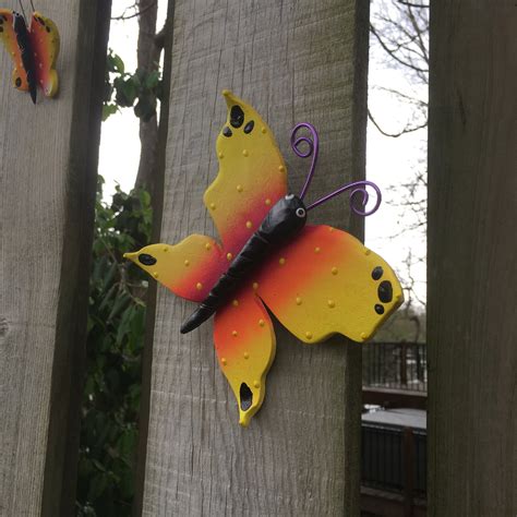 Butterfly Fence Art Set Of Five Ceramic Hanging Butterflies Fence Wall