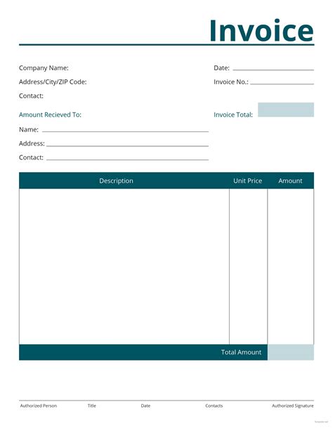 Editable Printable Invoice Template