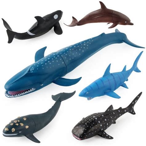 Topoint 6pcs Simulation Whale Shark Ocean Animal Pvc Model Figurine