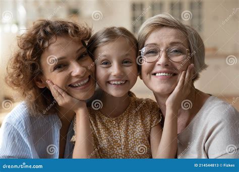 Portrait Of Three Generations Of Women Pose Together Stock Image Image Of Granddaughter Care