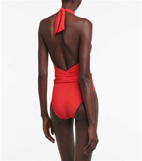 Cutout Halterneck Swimsuit In Red Karla Colletto Mytheresa