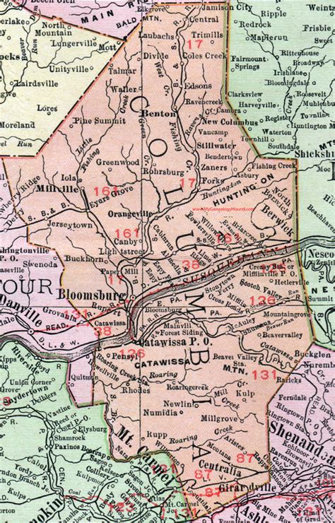 Columbia County Pennsylvania 1911 Map By Rand Mcnally Bloomsburg