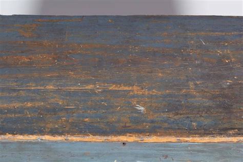 Distressed Blue Painted Wood Trunk At 1stdibs