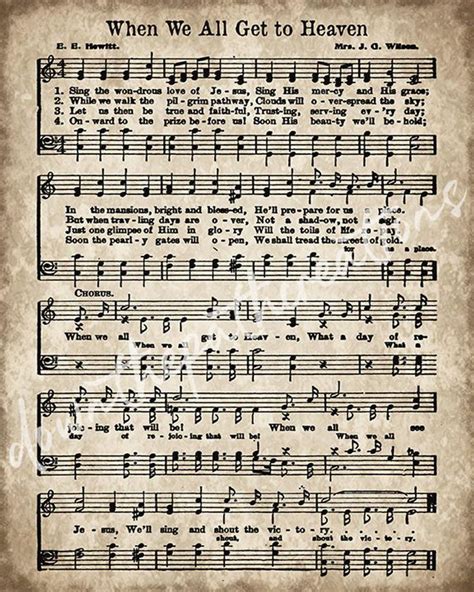 When We All Get To Heaven Print Printable Vintage Sheet Music Instant