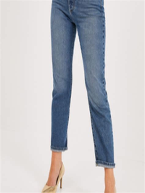 buy promod women blue basile slim fit mid rise clean look cropped jeans jeans for women