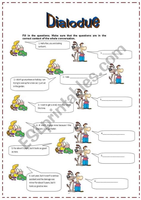 Asking Questions A Dialogue Esl Worksheet By Anatavner