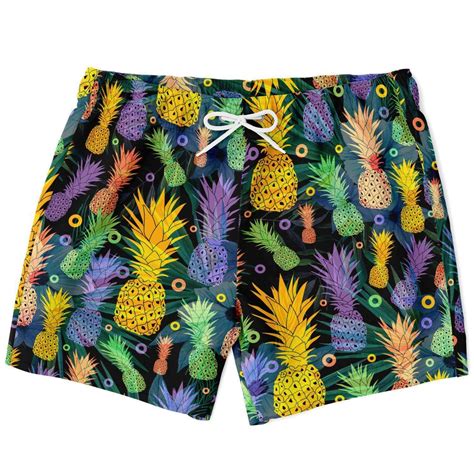 Hawaiian Shirt And Swim Trunks With Pineapple And Flowers Etsy