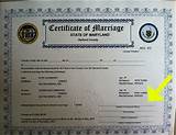 Images of Maryland Marriage License