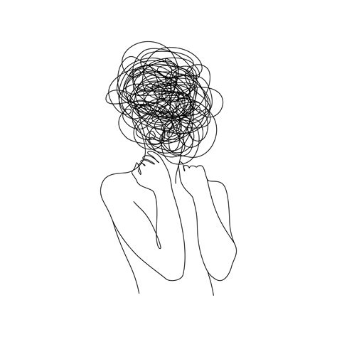 Premium Vector Continuous One Line Drawing Of A Woman With Confused