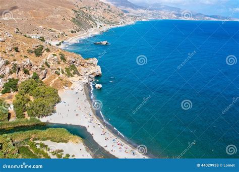 Preveli Strand Auf Der Insel Von Kreta In Griechenland Stockfoto Bild Von Felsen Grün 44029938