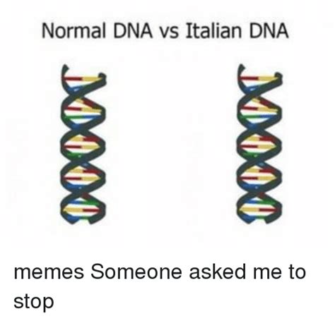 Normal Dna Vs Italian Dna Memes Someone Asked Me To Stop Meme On Sizzle