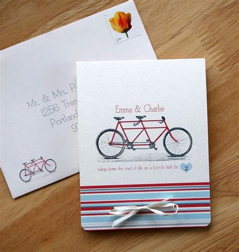More Bicycle Invitations Matchbook Style Bicycle Wedding Tandem