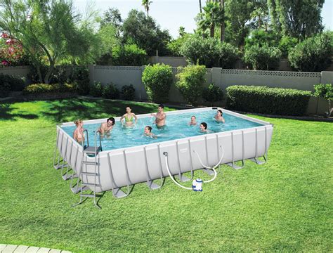 Intex 24 X 12 X 52 Ultra Frame Rectangular Above Ground Swimming Pool With Sand Filter Pump