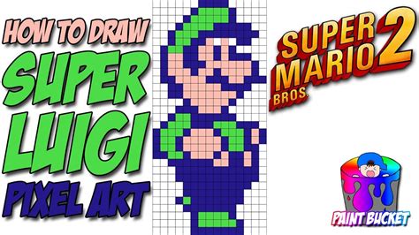 How To Draw Super Luigi From Super Mario Bros Nintendo Bit Pixel