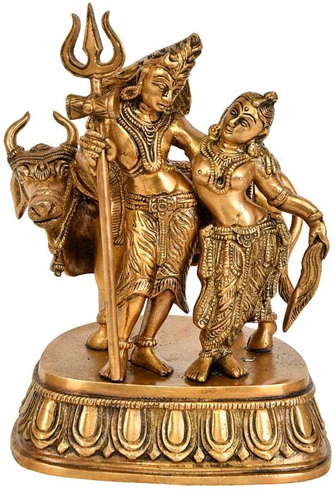 8 Lord Shiva And Parvati With Nandi Handmade Brass Idols Made In India Exotic India Art