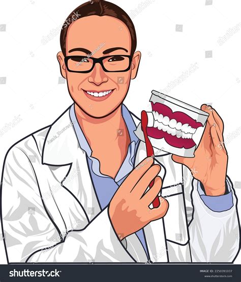 dental nurse cartoon doctor holding toothbrush stock vector royalty free 2250391037 shutterstock