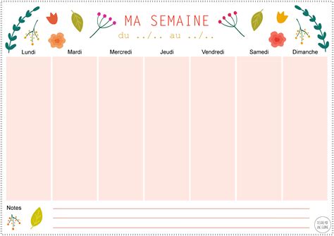 Planning Semaine Vierge À Imprimer Gratuit Semainier Calendrier