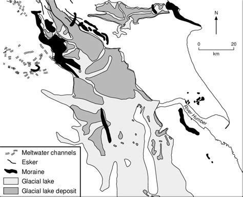 Map Of Glacial Depositional Features Used In The Reconstruction Of The