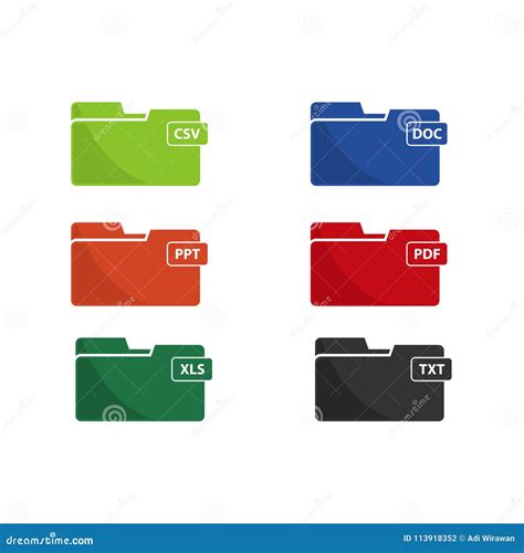Colorful File Folder Icons Vector Design Clipart Stock Illustration