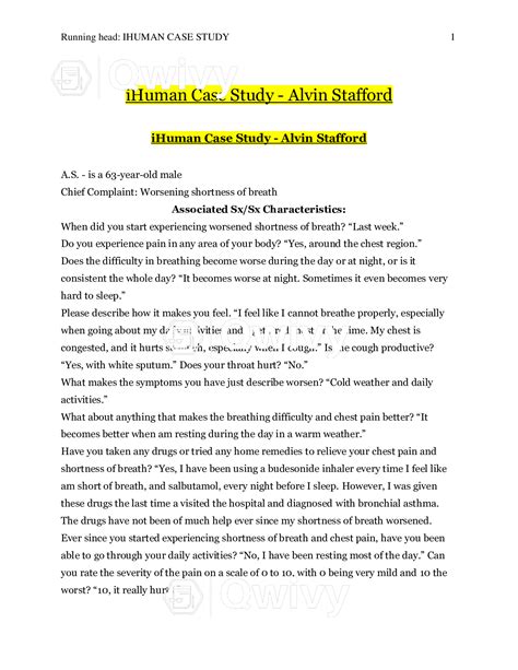 Alvin Stafford Ihuman Case Studyworsening Shortness Of Breath2020