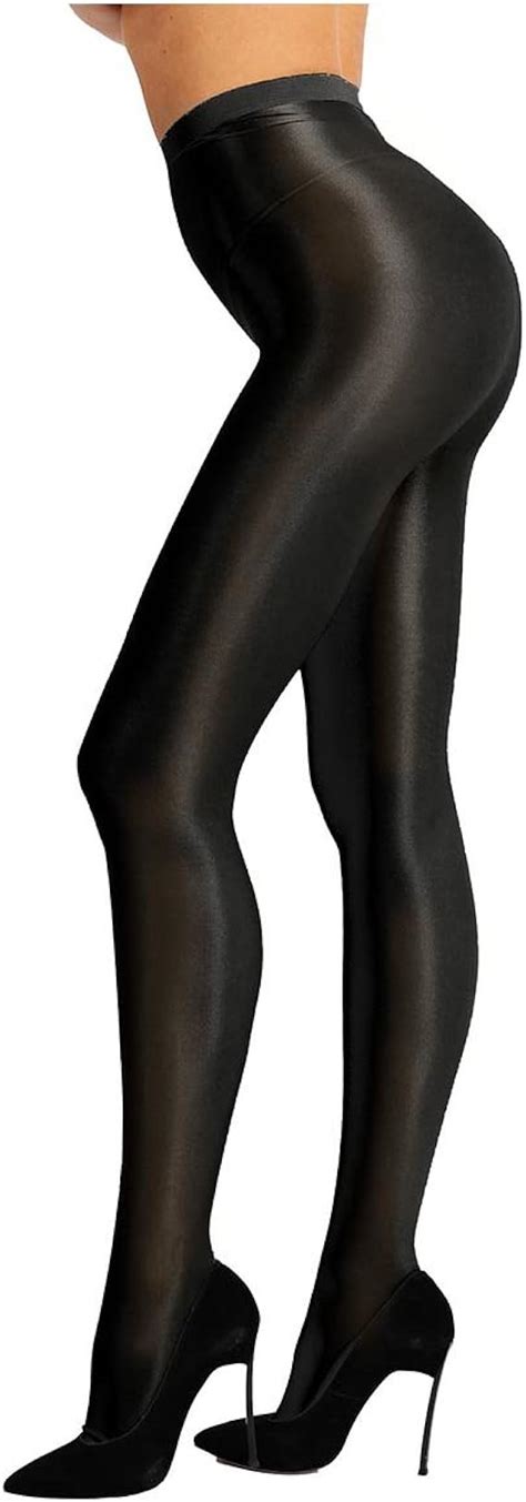 Inlzdz Womens Shiny Silk Footed Stockings Spandex Run Resistant Opaque