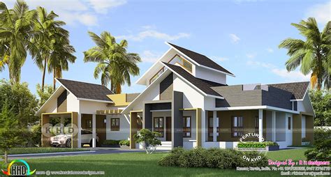 2846 Square Feet 4 Bedroom Sloped Roof Kerala Home Kerala Home Design