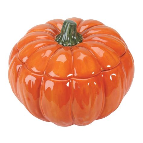 Home Gourmet Collection Orange Ceramic Pumpkin Soup Bowl With Lid