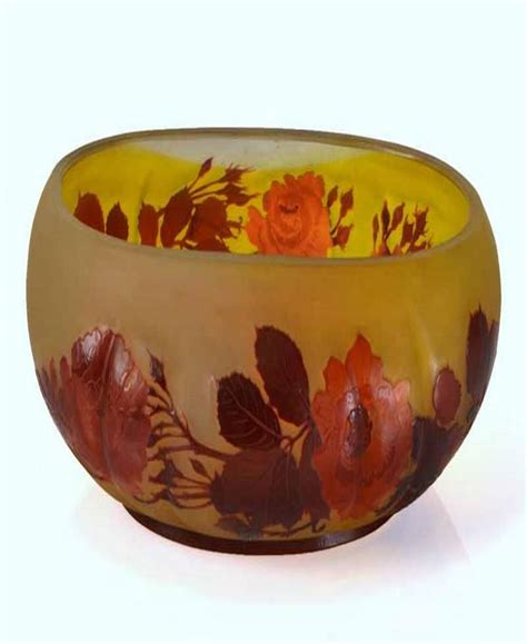 Galle Rose Bowl With Cameo Cut Decoration French Glass