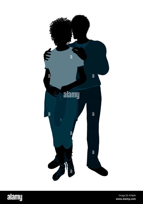 African American Couple Silhouette Illustration On A White Background