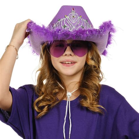 Funcredible Purple Cowgirl Hat With Heart Glasses Purple Etsy