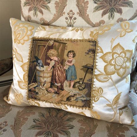 Vintage Textile Pillows Vintage Linens Cottage Chic Country Cottage