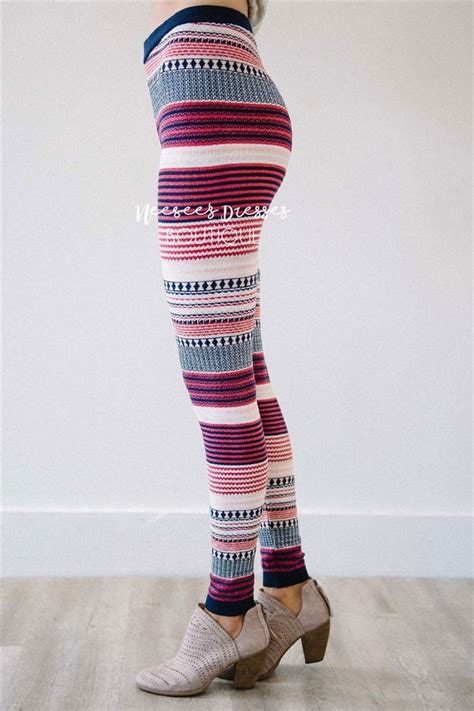 navy stretch printed leggings affordable trendy and modest clothing cute christmas winter