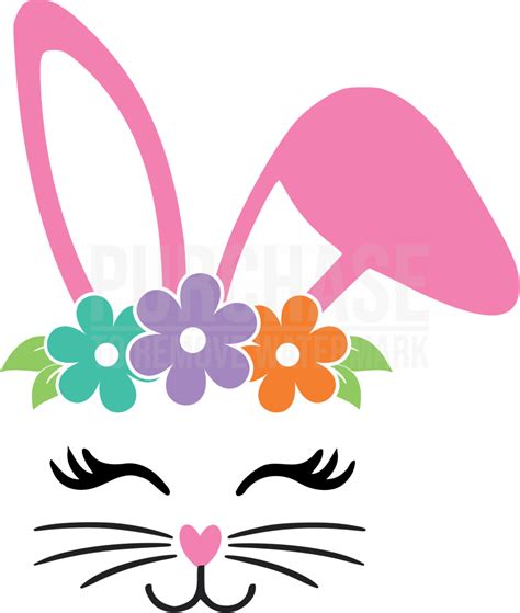 Bunny Face Flowers Svg Easter Svg