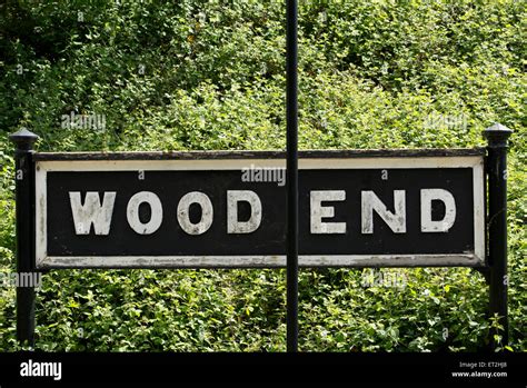 Wood End Station Sign Warwickshire England Uk Stock Photo Alamy